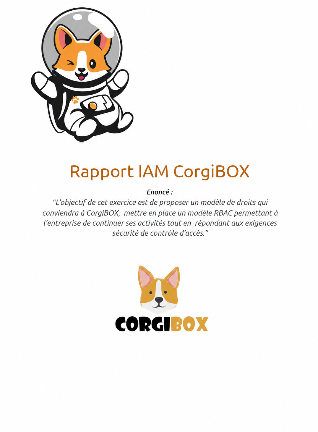 Exemple de livrable IAM produit lors du TP CorgiBOX